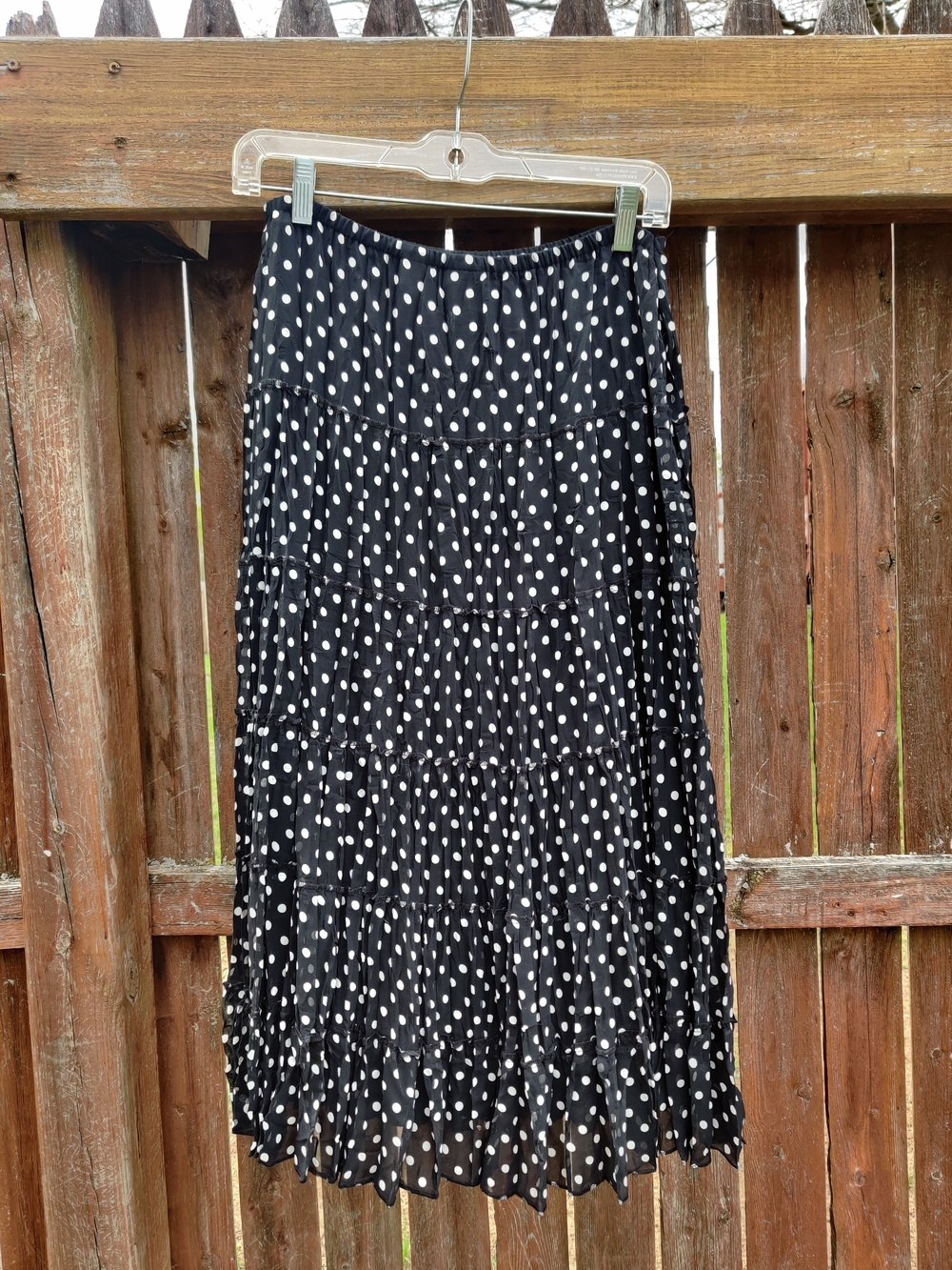 Emma James Black and White Polka Dot Tiered Maxi Skirt
